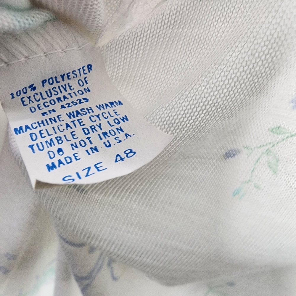 Vintage Granny Nighty Baby Blue Floral White Lace Trim Nightgown - Picture 4 of 6
